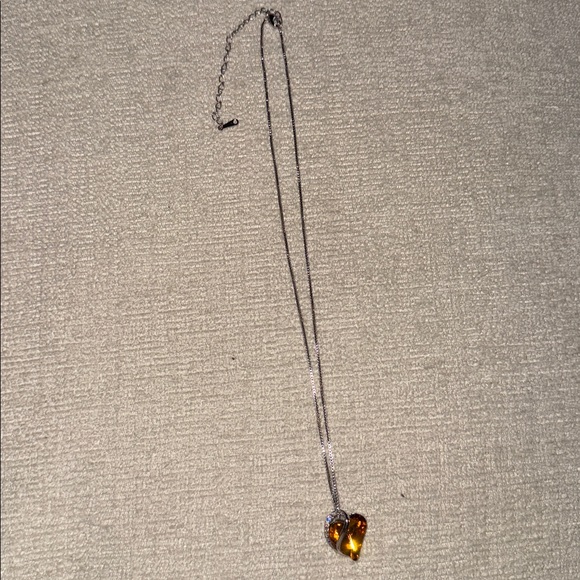 November birthstone Love Heart Pendant Necklace topaz - Infinity Amber / Brown - Picture 4 of 7